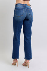 Judy Blue Full Size Straight Jeans with Modern Side Seam & Functional Pockets - Comfort & Style